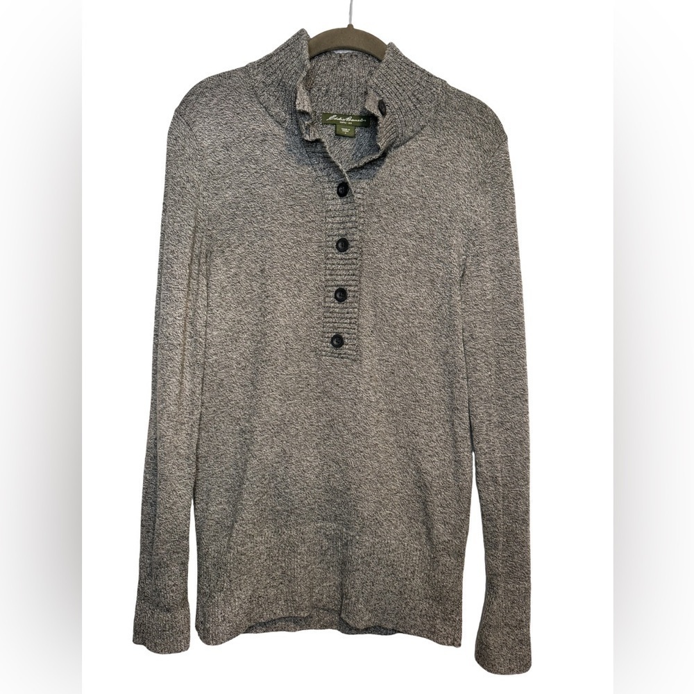 Eddie Bauer Gray Half Button Down Collared Sweater size Small